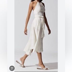 NSF Malia Cotton Dress Cream Colored Backless Halter Dress